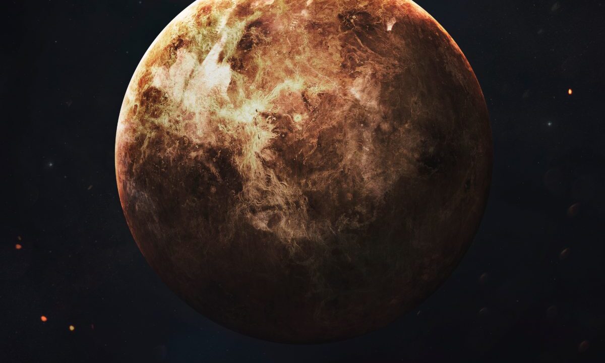 Planeta Wenus na tle kosmosu – kompozycja z elementów zdjęć NASA