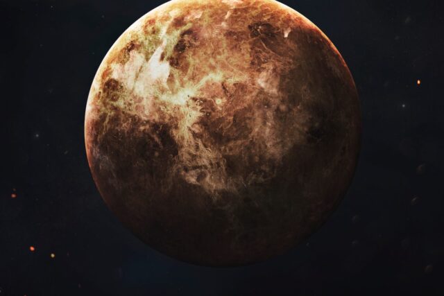Planeta Wenus na tle kosmosu – kompozycja z elementów zdjęć NASA